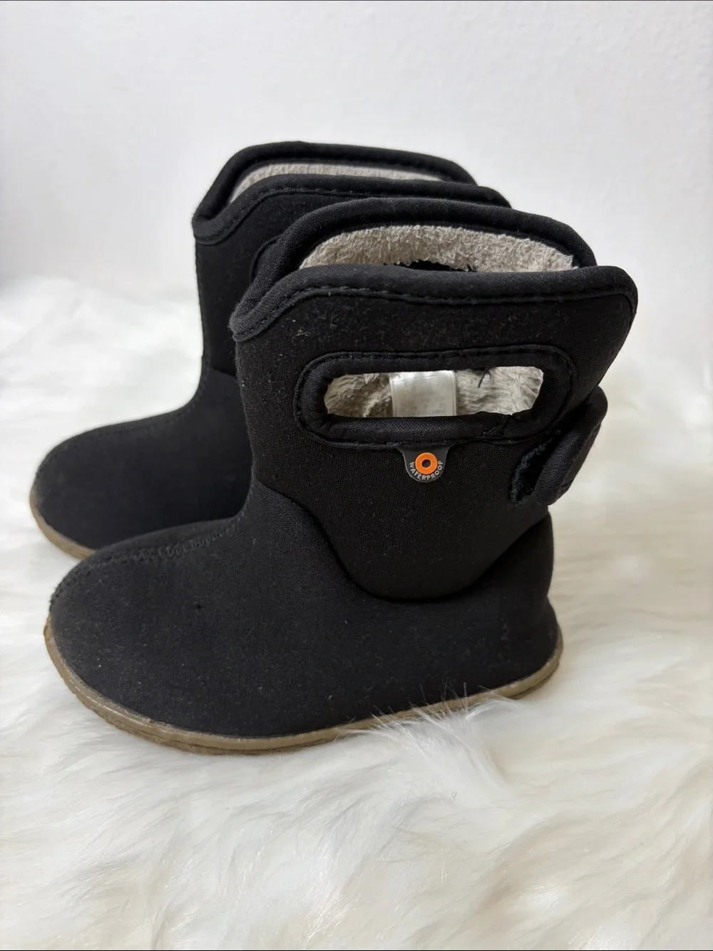 Bogs Black Winter Rain Snow Boots with Soft Faux-Fur Lining